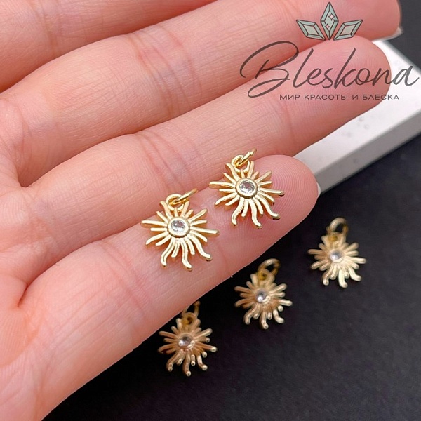 12.5*11 мм Цвет золото, Подвеска Солнце с цирконом