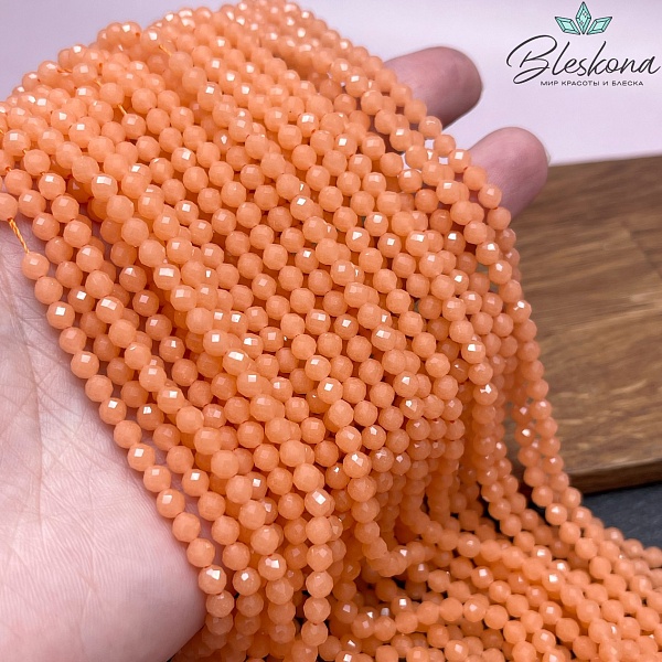 Лунный камень оранжевый тонированный (имитация) 4 мм