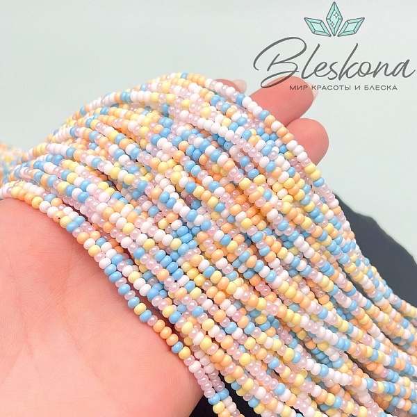 3*2 мм Бусины стекло рондель микс №12