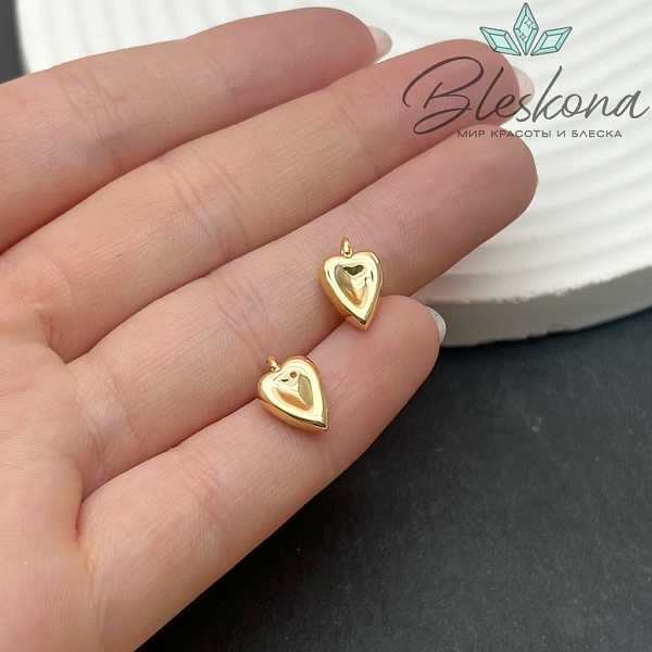 11,5*7,5 мм Цвет золото, Подвеска сердце мятое