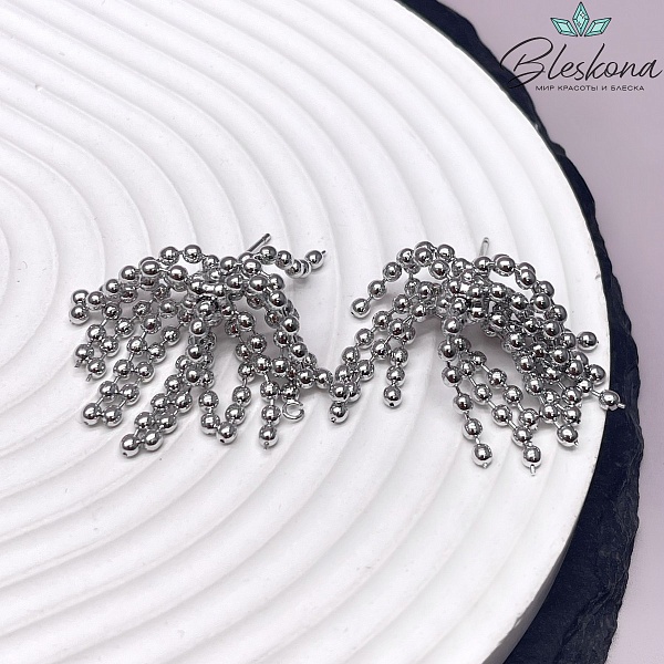 31*21 мм Цвет серебро, Пусеты шарики