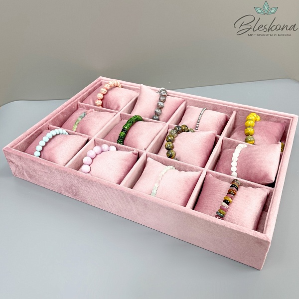 Органайзер для браслетов с подушечками розовый 34*24*5 см