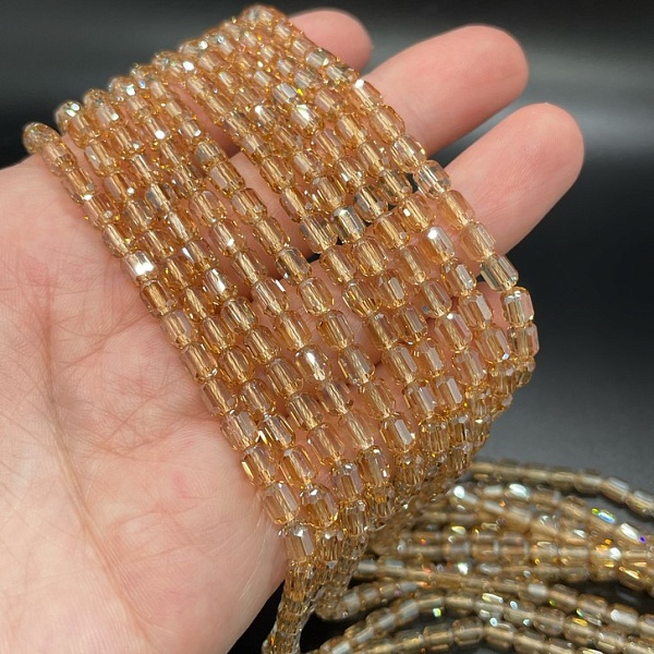 4*5 мм Стекло Lux, цилиндр мини, цвет персиковый