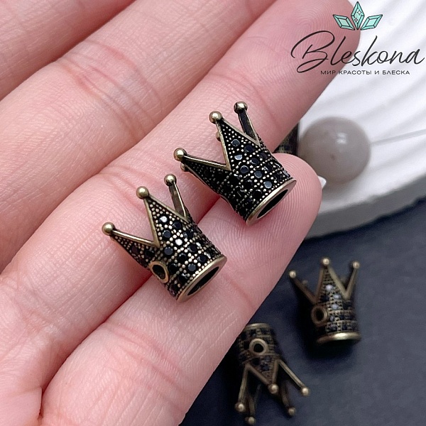 Бусина Корона, цвет бронза 12/8,2мм