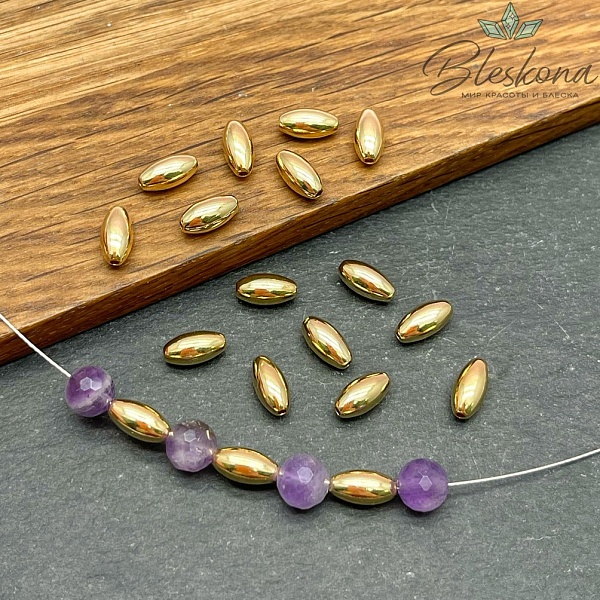 8*4 мм Цвет золото, Бусина рис