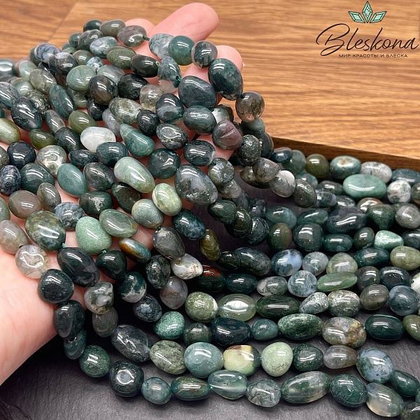 Агат Моховой галтовка (9-12)*(8-9) мм