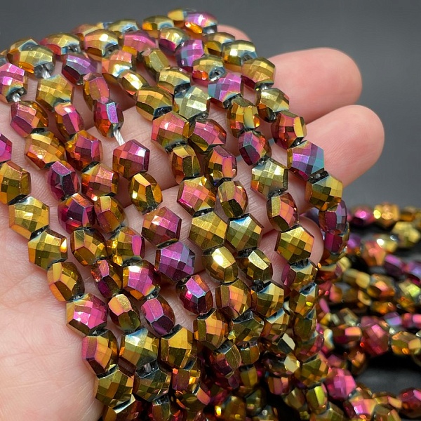 7*6 мм Стекло Lux, шестиугольник, цвет бордо хамелеон