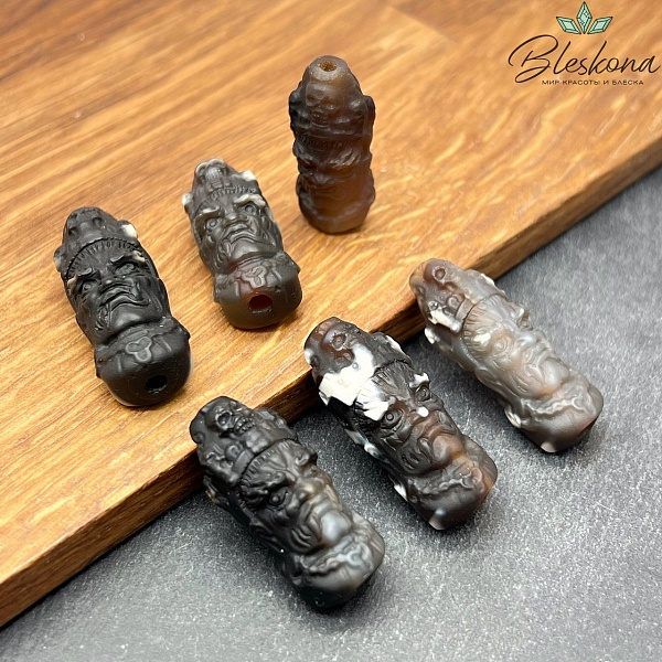 30*12 мм Резная тибетская бусина из Агата №3