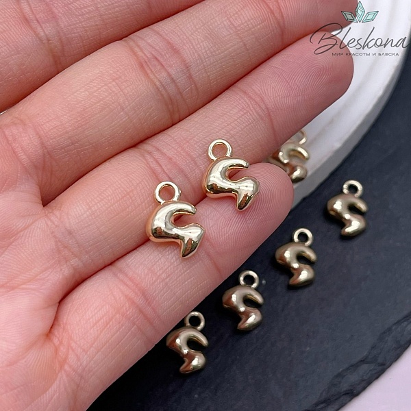 13 мм Цвет золото, Буква гладкая S 