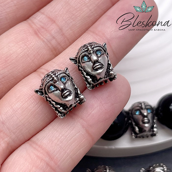 10*13 мм, цвет серебро, Бусина Аватар цирконы