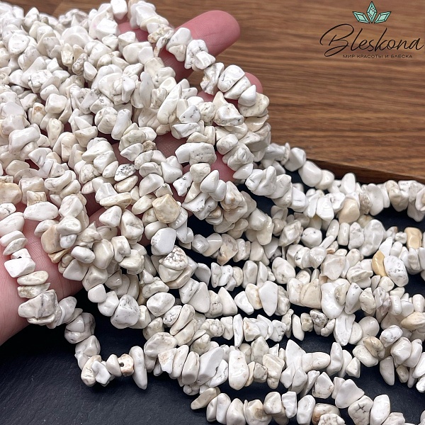 Крошка Белая речная яшма ширина бусин ~ 7-9 мм