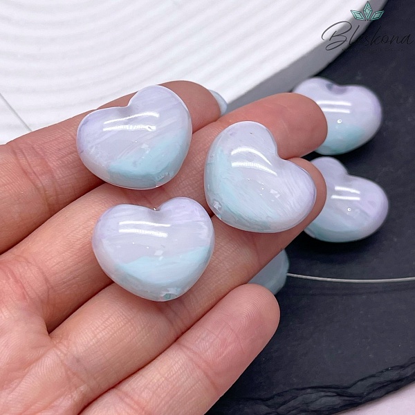 18*22 мм Бусина зефирное сердце  фиолетово- зеленое