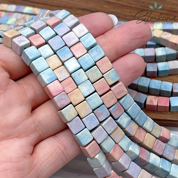 Радужный Агат куб микс 6 мм (имитация)