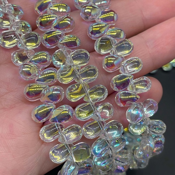 6*9 мм Стекло Lux, капля отверстие поперек, цвет AB