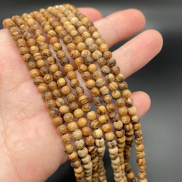 4 мм, Деревянные бусины темно-песочные АКЦИЯ