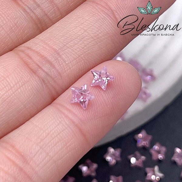 5 мм, Подвеска Циркон звезда розовая (кубический цирконий, фианит) 