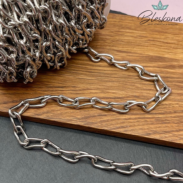 Цепь №105-4 цвет серебро 16*7 мм 