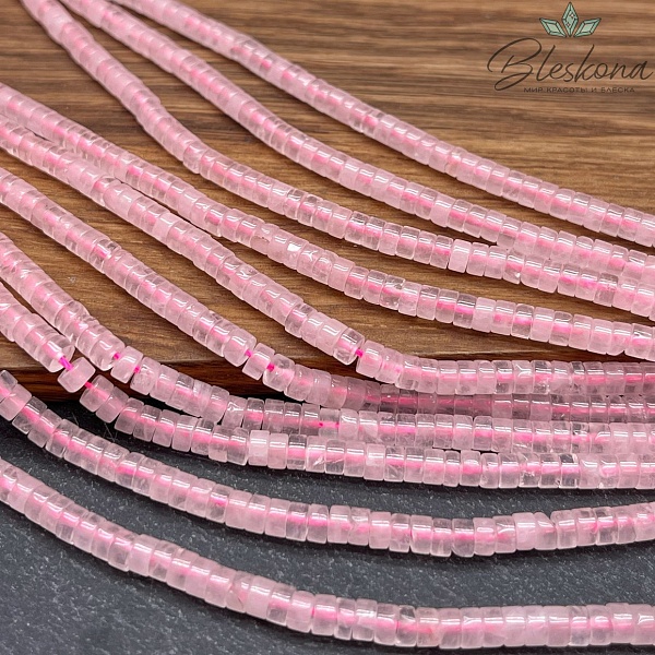 Розовый кварц диски 4*2мм