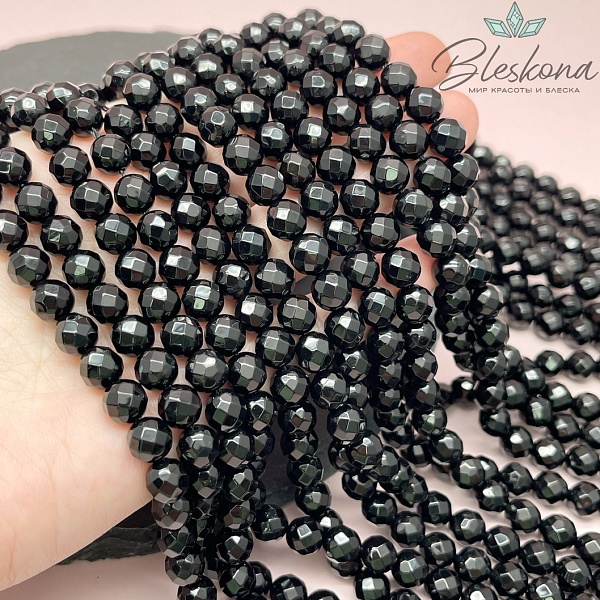 Агат черный огранка 8 мм 