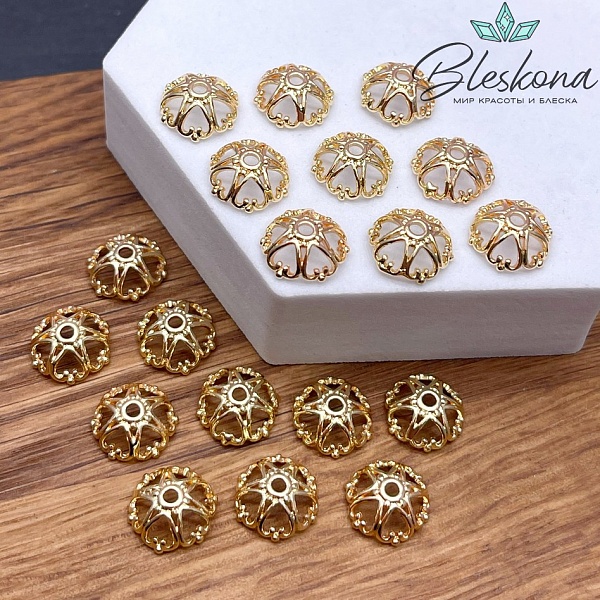 11 мм Цвет золото, Шапочка сердечки