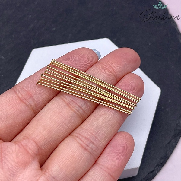 4,5 см*0,8 мм Цвет золото, Пины шляпка жесткие уп. 10 шт.