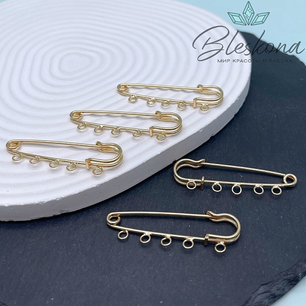 5 см, Цвет золото, Основа булавка 5 колец