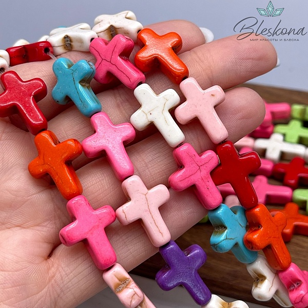 19*15 мм Магнезит (Говлит) имитация крест микс (тонированный)