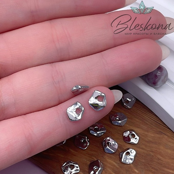 6 мм Цвет серебро, Бусина-разделитель фриформ