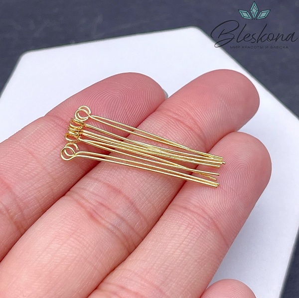 3 см*0,5 мм Цвет золото, Пины петелька мягкие уп. 10 шт Люкс