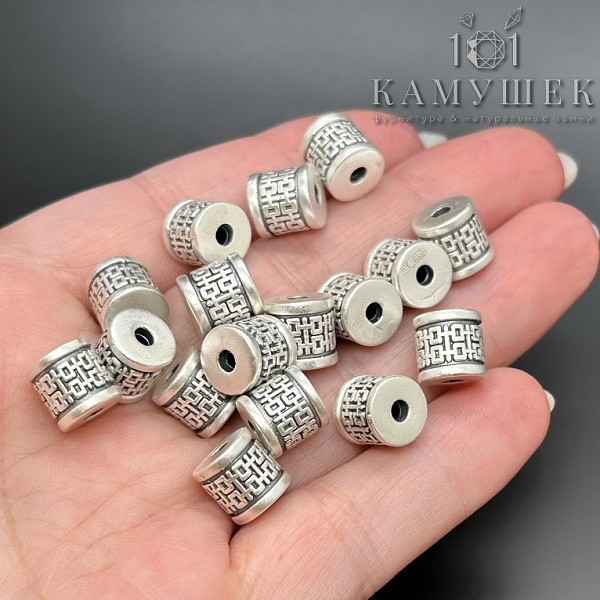 8,3*8,3мм Бусина узор посеребрение