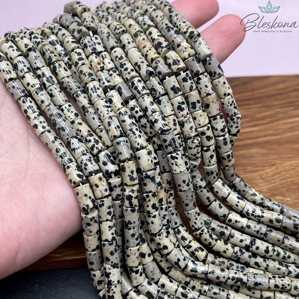 Яшма далматиновая бочонок 8*5,5 мм