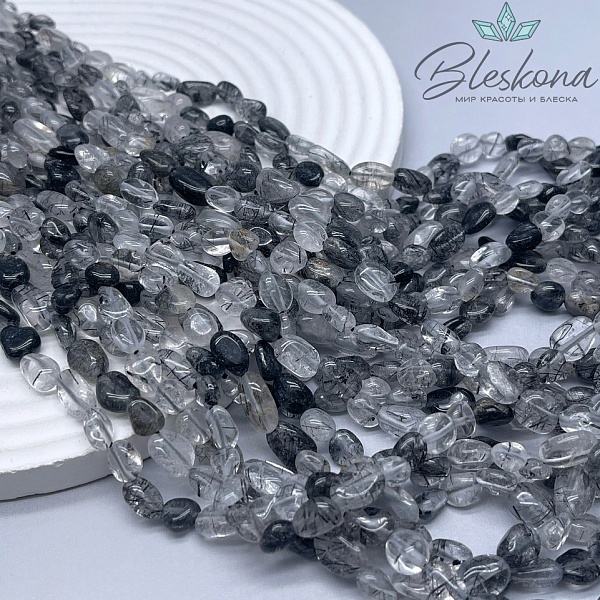 Кварц Рутиловый Турмалиновый галтовка 6-9 мм