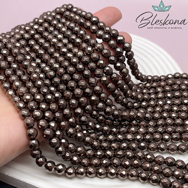 6 мм Гематин имитация огранка, цвет коричневый №1 (шоколадный)