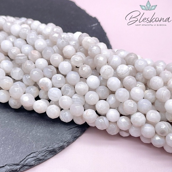 Агат кружевной огранка 8 мм