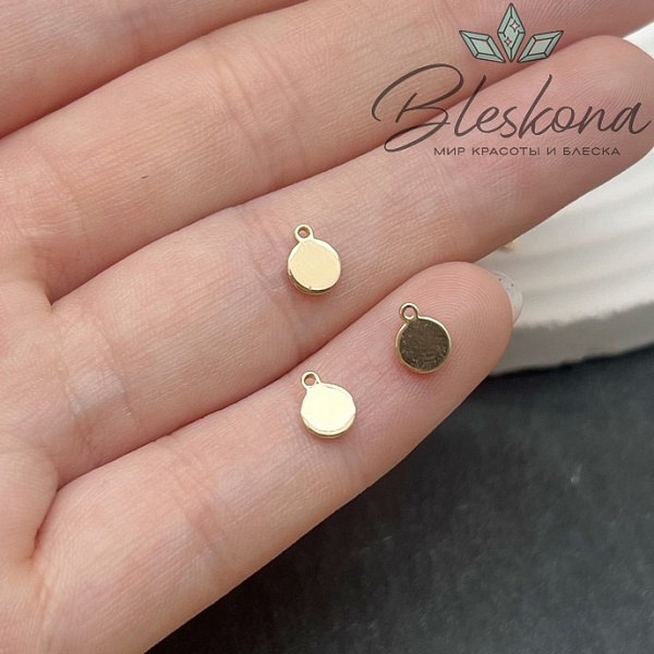 5*6,6 мм Цвет золото, Подвеска круг гладкий 