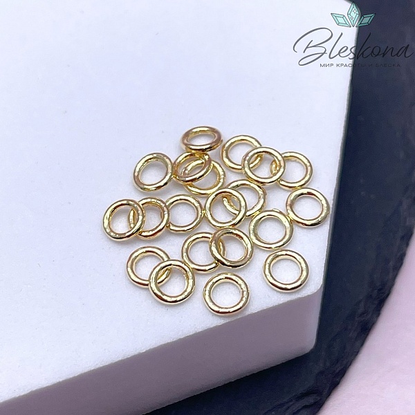 Колечки неразъемные, цвет золото уп.1 гр., 6*1 мм