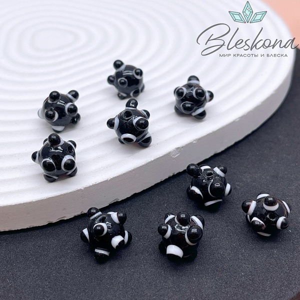 11 мм Бусина шар черный пупырчатый