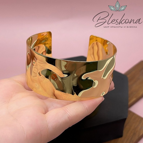 63-65 мм Цвет золото, Основа для браслета фактурная широкая 