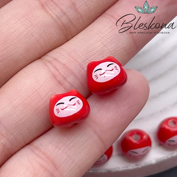 8*10 мм Керамика бусина Котик красный 