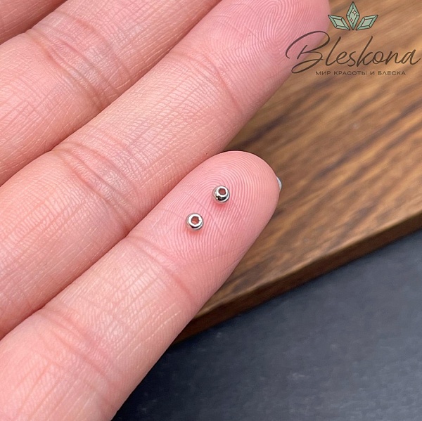 2 мм Цвет серебро, Бусина гладкая уп. 10 шт.