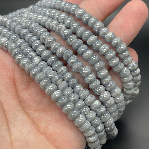 6*4 мм Бусина-разделитель, керамика цвет серый