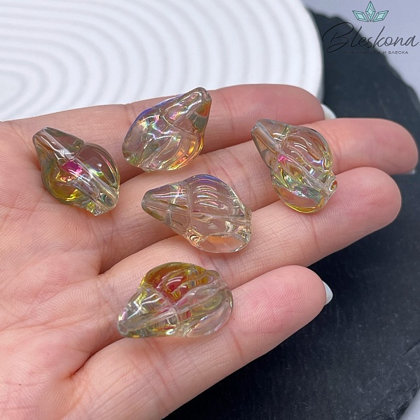 21*13 мм Бусина ракушка, цвет песочный с переливом, уп.5 шт.