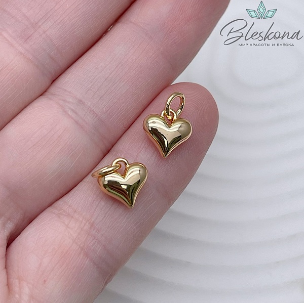 8,5*8 мм Цвет золото, Подвеска сердце пухлое