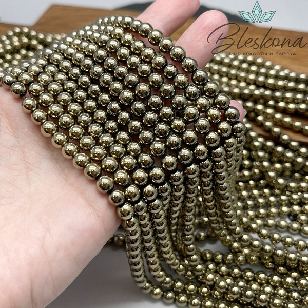6 мм Гематин имитация, цвет темное золото №1
