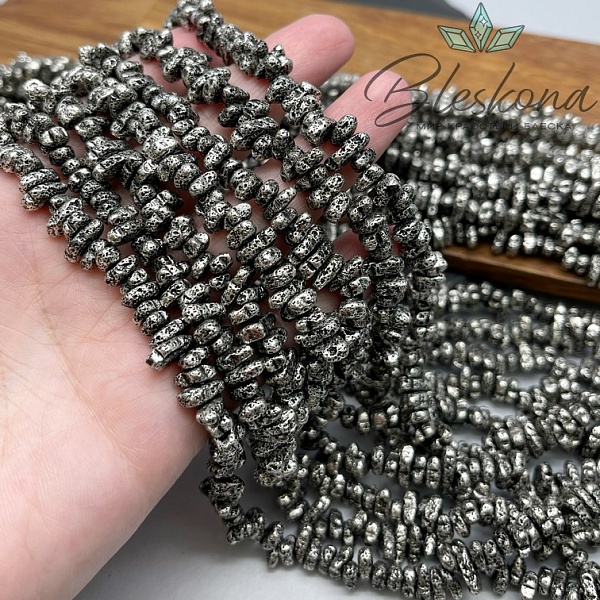 5-9 мм Гематин сколы шлифованные, цвет темное серебро, имитация