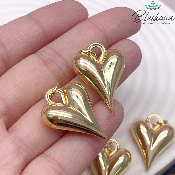 20*27 мм Цвет золото, Подвеска сердце объемное 
