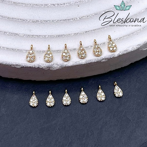 5*2,6 мм Цвет золото, Подвеска капля цирконы