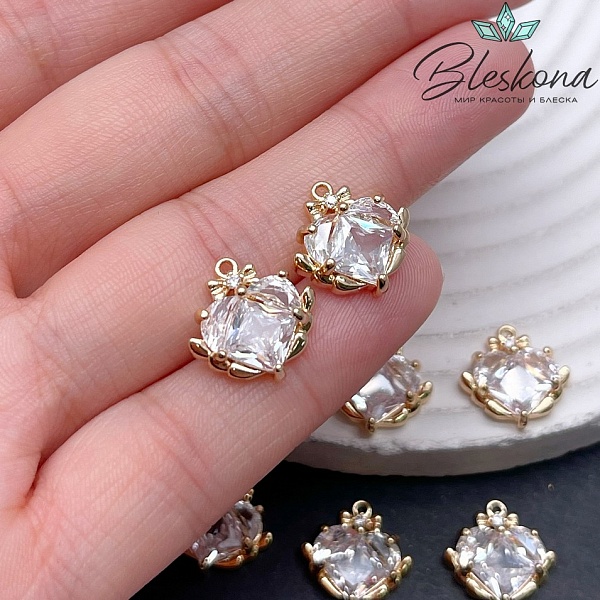 14,5*14 мм Цвет золото, Подвеска Сердце циркон 