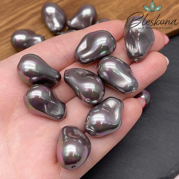 15*22 мм, Жемчуг Майорка цвет серый хамелеон (штучно)