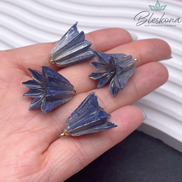 28-33 мм  Подвеска Колокольчик в эпоксидной смоле синий